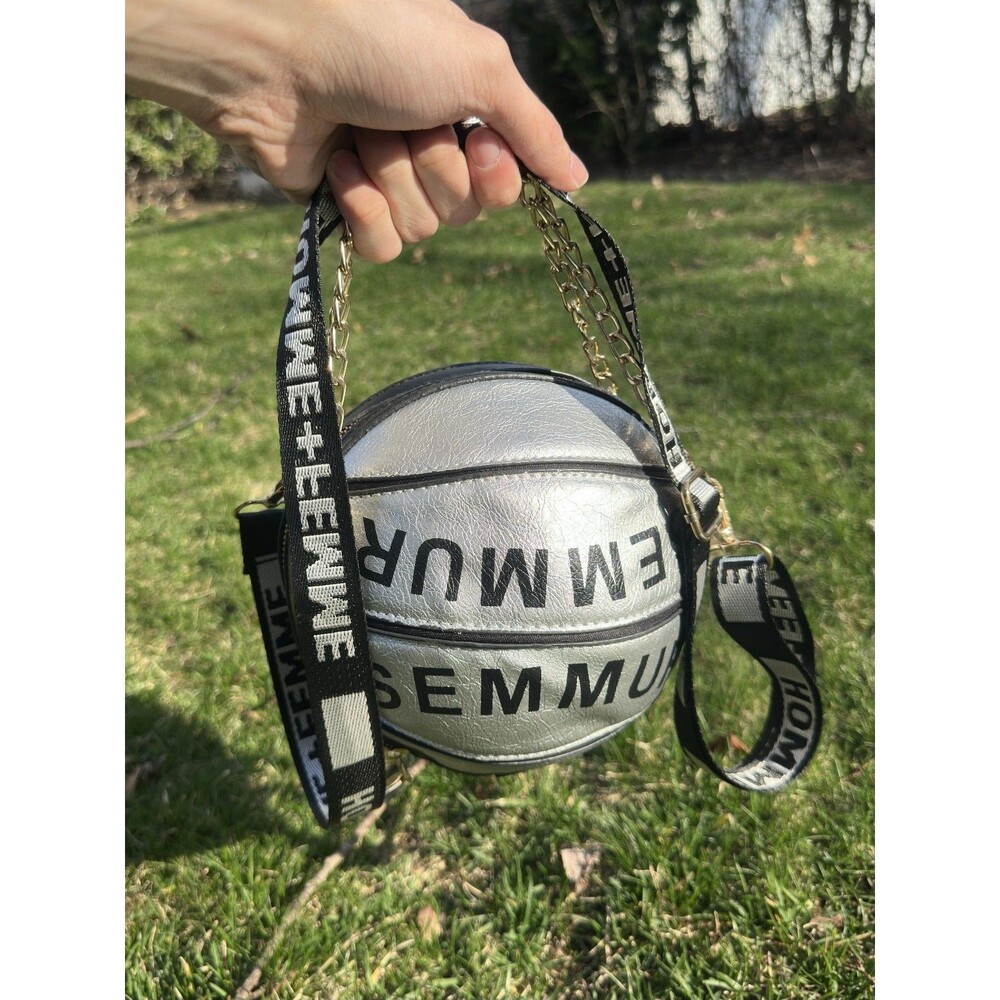 Homme + Femme Basketball Metallic Silver Bag Handbag Crossbody Semmur Small